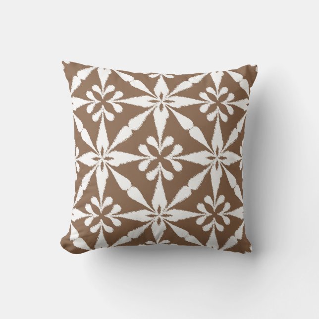 Ikat Star Pattern - Taupe Tan und White Kissen (Vorderseite)