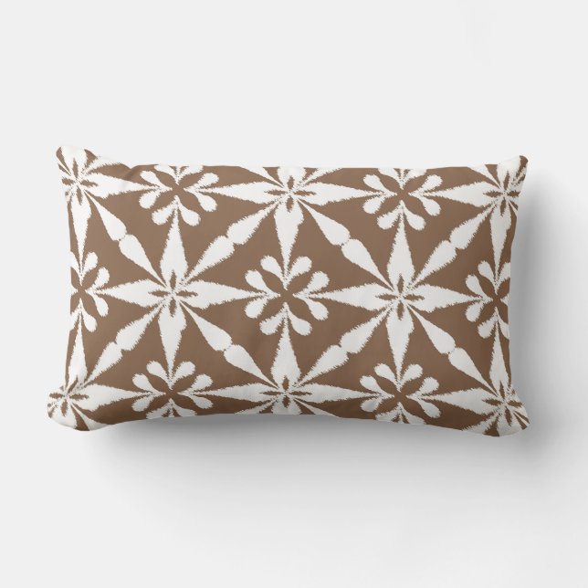 Ikat Star Pattern - Taupe Tan und White Lendenkissen (Vorderseite)