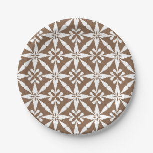 Ikat Star Pattern - Taupe Tan und White Pappteller