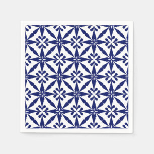 Ikat Sternchen-Vereinbarung - Marine-Blau und Wei Serviette