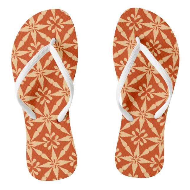 Ikat-Sternmuster - Mandarinorange Flip Flops (Fußbett)