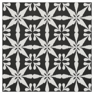 Ikat-Sternmuster - Schwarz und Weiß Stoff