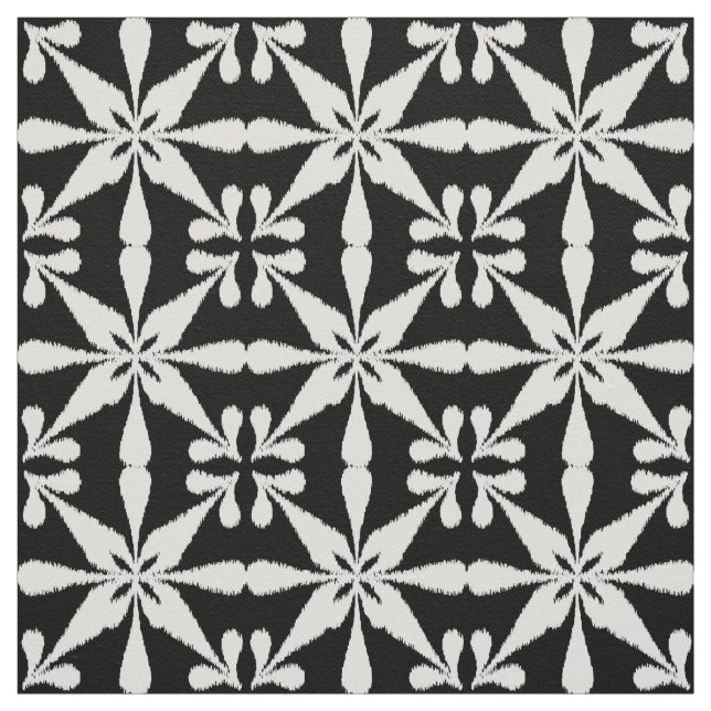 Ikat-Sternmuster - Schwarz und Weiß Stoff (Muster)