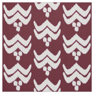 Ikat-Stilblume - bordeauxrot und weiß Stoff