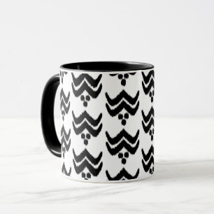 Ikat Stilisierte Blume - Schwarz-Weiß-Tasse Tasse
