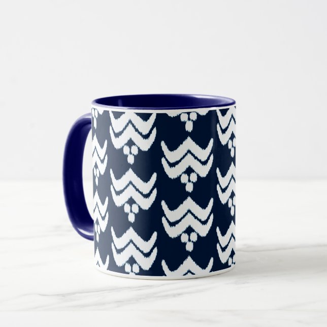 Ikat Stylized Floral - Indigo Blau und Weiß Tasse (Vorderseite Links)
