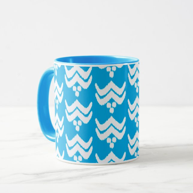 Ikat Stylized Floral - Light Blue and White Tasse (Vorderseite Links)