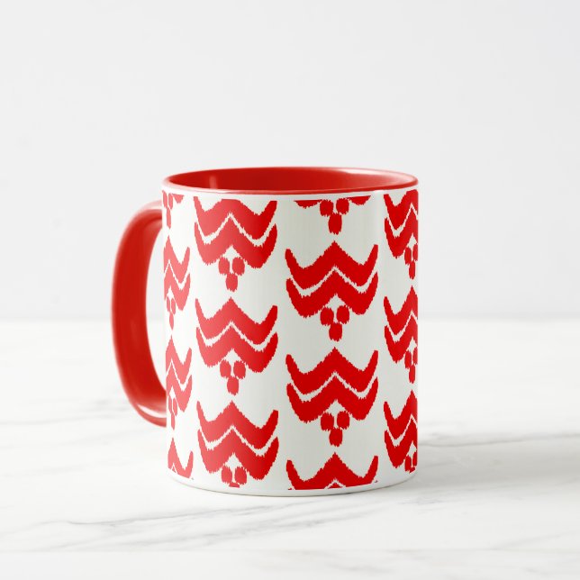 Ikat Stylized Floral - Red and White Tasse (Vorderseite Links)
