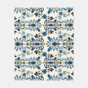 Ikat Tie-Dye, tribaler Wasserfarbeneffekt Fleecedecke