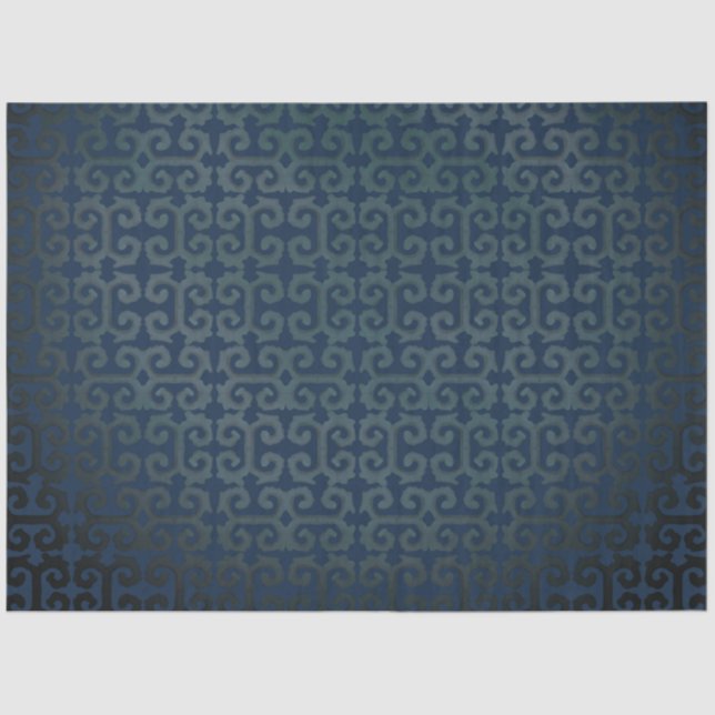 IKAT Tribal Muster Navy Black Grau Decoupage Art Seidenpapier (Vorderseite)