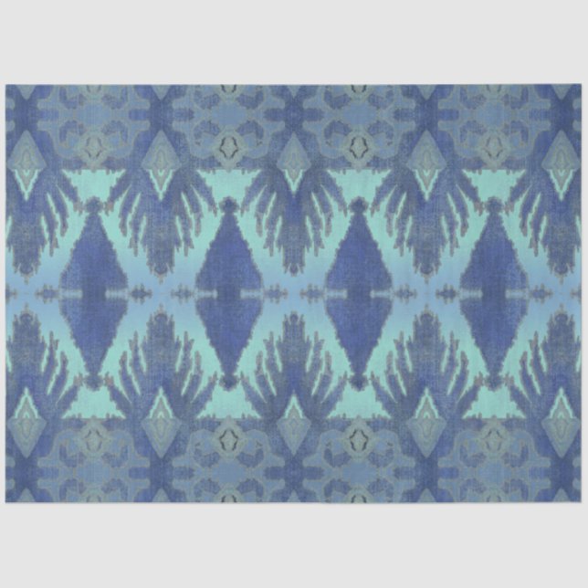 IKAT Tribal Muster Navy Blue Geometrie Dekoupage Seidenpapier (Vorderseite)
