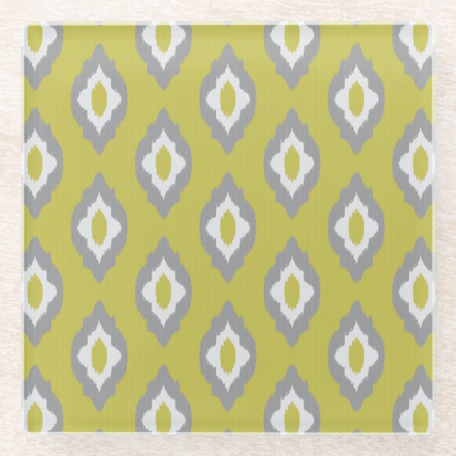Ikat Vintage-Muster Glasuntersetzer (Vorderseite)