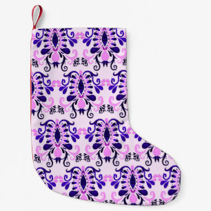 Ikat Wasserfarbe: Ethnische Stammeskultur nahtlos Kleiner Weihnachtsstrumpf