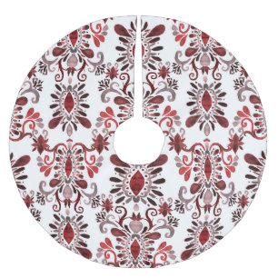 Ikat Wasserfarbe: Ethnische Stammeskultur nahtlos. Polyester Weihnachtsbaumdecke