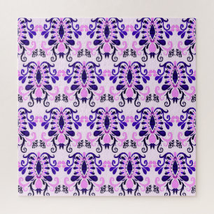 Ikat Watercolor: Tribal Ethnisches Nahtloses Muste Puzzle