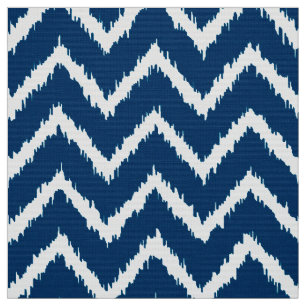 Ikat Zickzack Muster - Marineblau und -WEISS Stoff