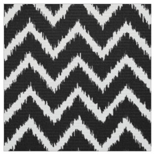 Ikat Zickzack Muster - Schwarzweiss Stoff