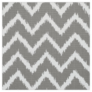 Ikat Zickzack Muster - silbernes Grau/Grau u. Wei Stoff