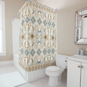 Ikat Zickzack Paisley Duschvorhang