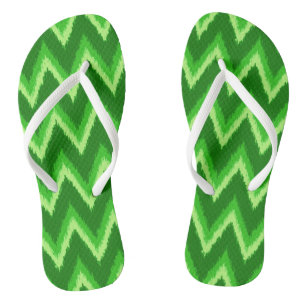 Ikat-Zickzack Streifen - Kiefer und Kalkgrün Flip Flops