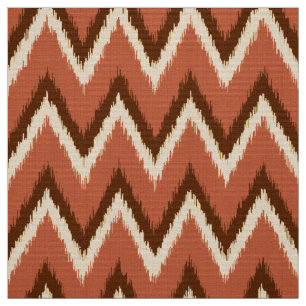 Ikat-Zickzack Streifen - Rost, Braun und Beige Stoff