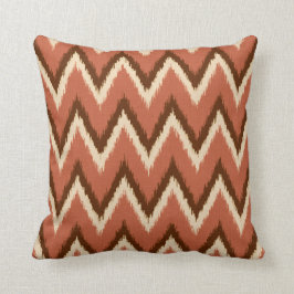 Ikat Zickzack Streifen - Rost, Brown und Beige Kissen
