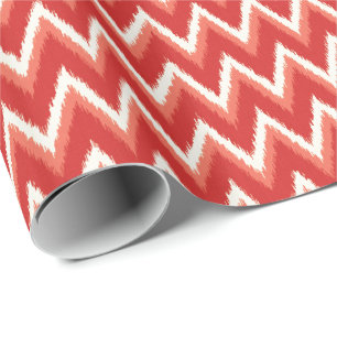 Ikat-Zickzack Streifen - Rost-Orange und Weiß Geschenkpapier