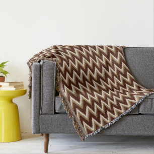 Ikat Zickzack Streifen - Schokolade braun & Beige Decke