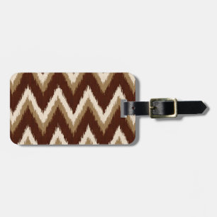 Ikat Zickzack Streifen - Schokolade braun & Beige Gepäckanhänger