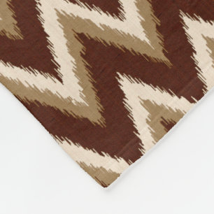 Ikat Zickzack Streifen - schokoladenbraun u. beige Fleecedecke