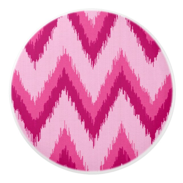Ikat Zickzack Stripes - Fuchsia und Pink Keramikknauf (Vorderseite)