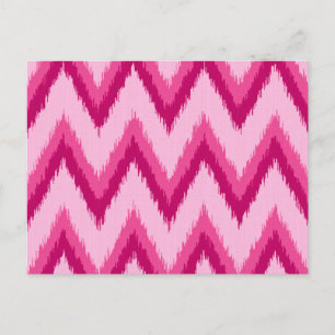 Ikat Zickzack Stripes - Fuchsia und Pink Postkarte