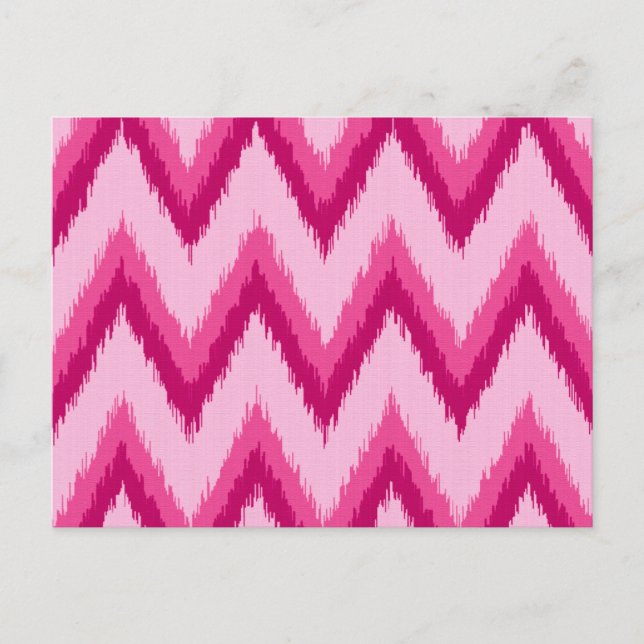 Ikat Zickzack Stripes - Fuchsia und Pink Postkarte (Vorderseite)