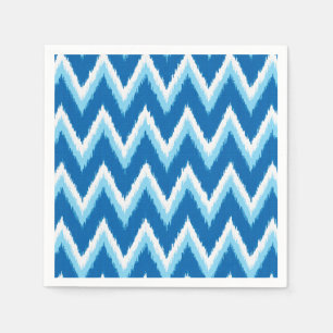 Ikat Zickzack Stripes - Kobalt, Sky Blue und White Serviette