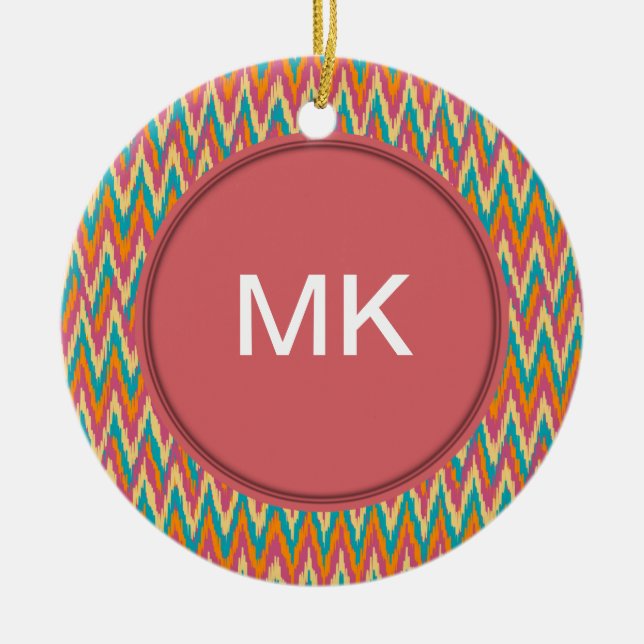 iKat Zigzag Design Gewürzfarben Keramik Ornament (Vorne)