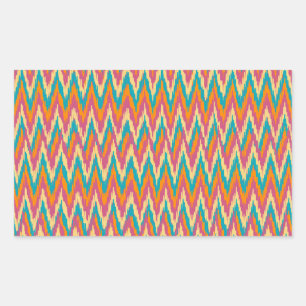iKat Zigzag Design Gewürzfarben Rechteckiger Aufkleber