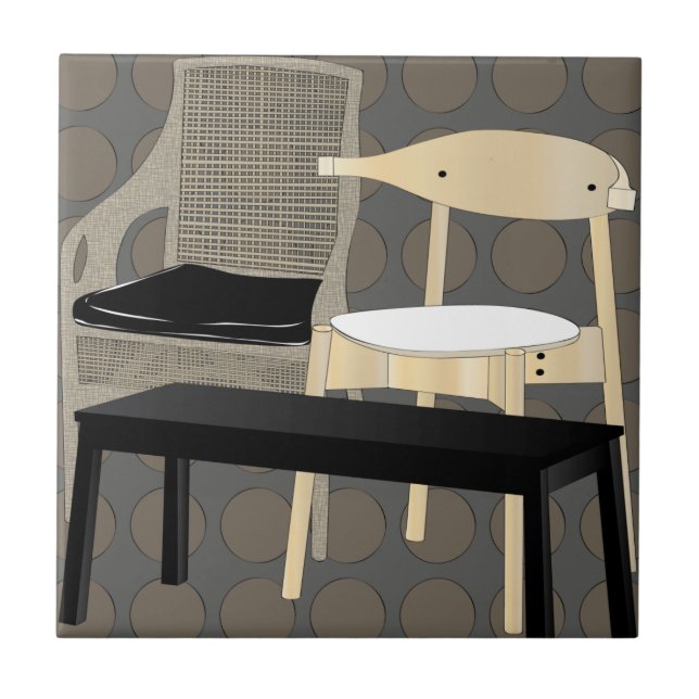 Ikea Möbelstühle aus Brown Tile Fliese (Vorderseite)