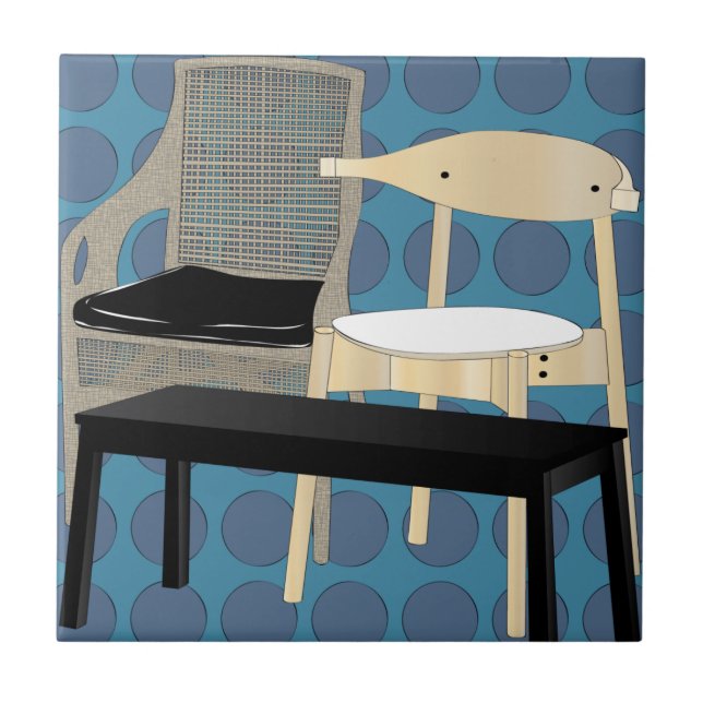 Ikea Möbelstühle sind blaue Tile Fliese (Vorderseite)