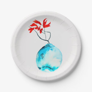 Ikebana Aquarellblase Pappteller