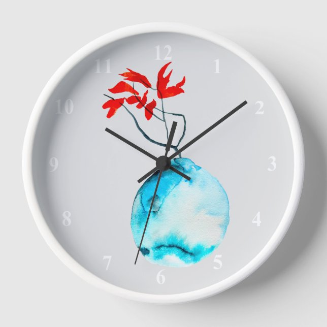 Ikebana Aquarellblase Uhr (Vorderseite)