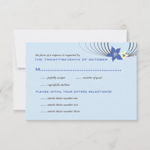 Ikebana Frangipani Hochzeit der tropischen blauen  RSVP Karte