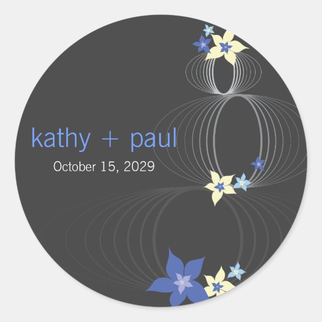 Ikebana Frangipani Hochzeit der tropischen blauen  Runder Aufkleber (Vorderseite)