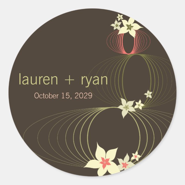 Ikebana Frangipani Pink Tropische Blume Hochzeit Runder Aufkleber (Vorderseite)