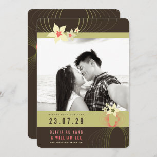 Ikebana Frangipani Rosa Tropische Blume Hochzeit Einladung