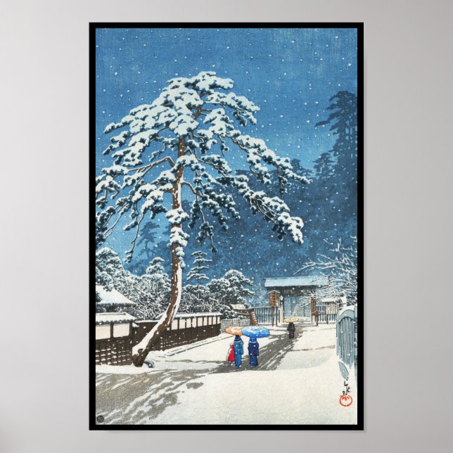 Ikegami Honmonji Temple Kawase Hasui shin hanga Poster (Vorne)