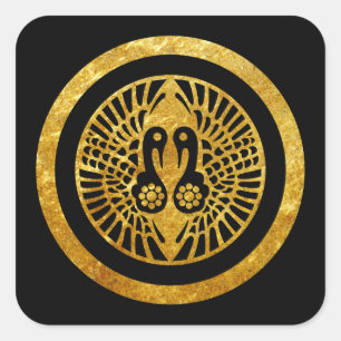Ikko Ikki Mon Japanischer Clan Imitat Gold auf sch Quadratischer Aufkleber