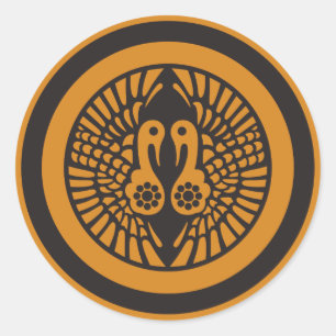 Ikko Ikki Mon Japanischer Clan Vintage Farben Runder Aufkleber