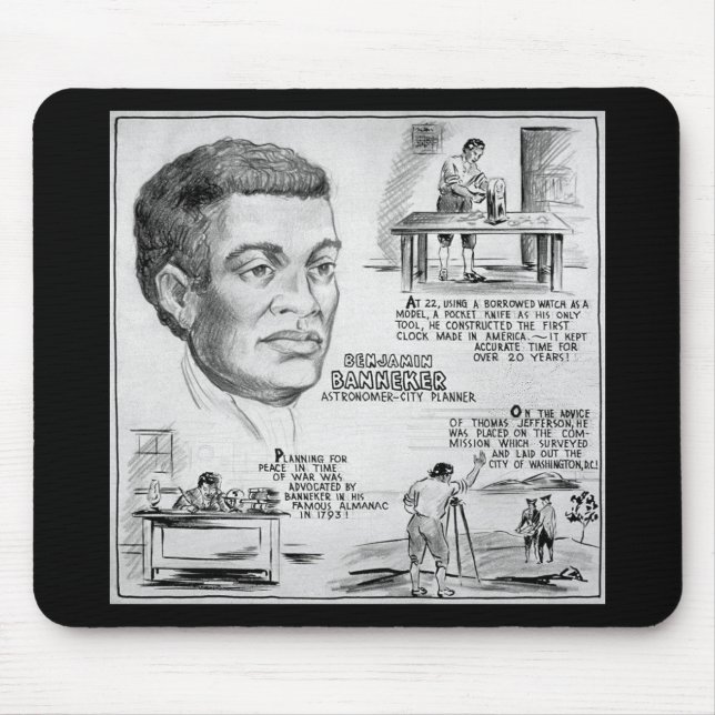 Ikone der schwarzen Geschichte: Benjamin Banneker, Mousepad (Vorne)