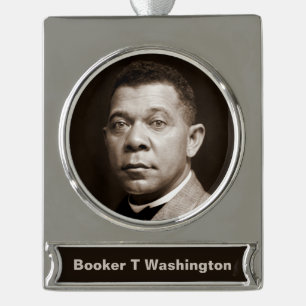 Ikone der schwarzen Geschichte: Booker T. Washingt Banner-Ornament Silber