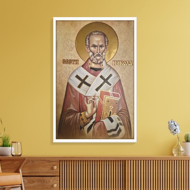 Ikone des Heiligen Nikolaus Leinwanddruck (Insitu (Wohnzimmer))